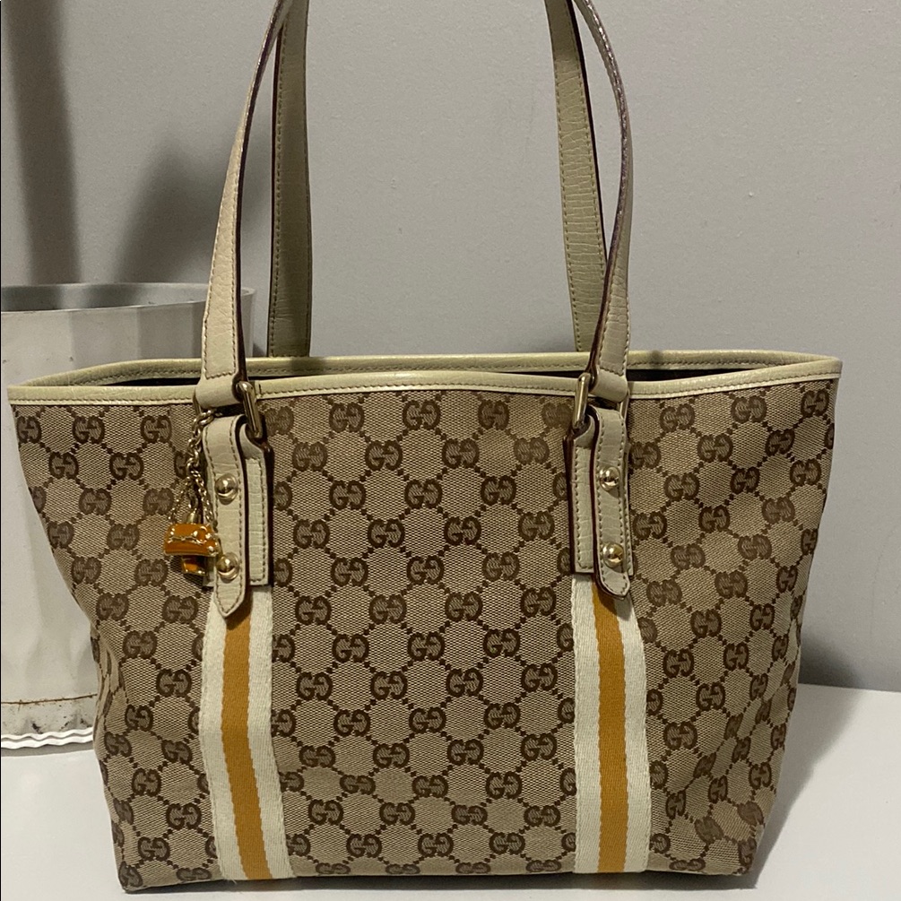 Sold Gucci Gg Canvas Beige And Brown Tote Bag